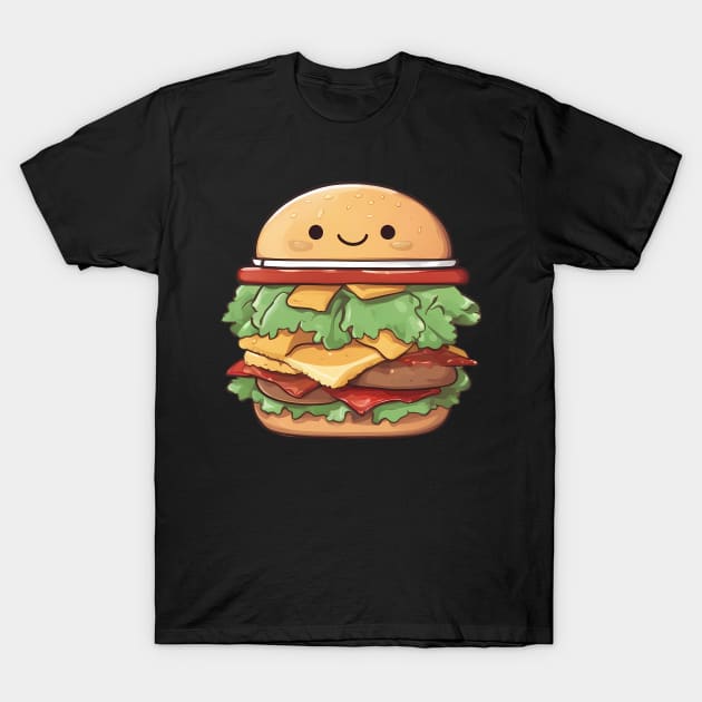 Burger Cartoon T-Shirt by animegirlnft